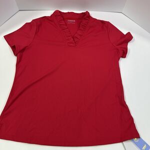 CE Golfs Women's Size Large Active Golf Top Red Short Sleeves NWT